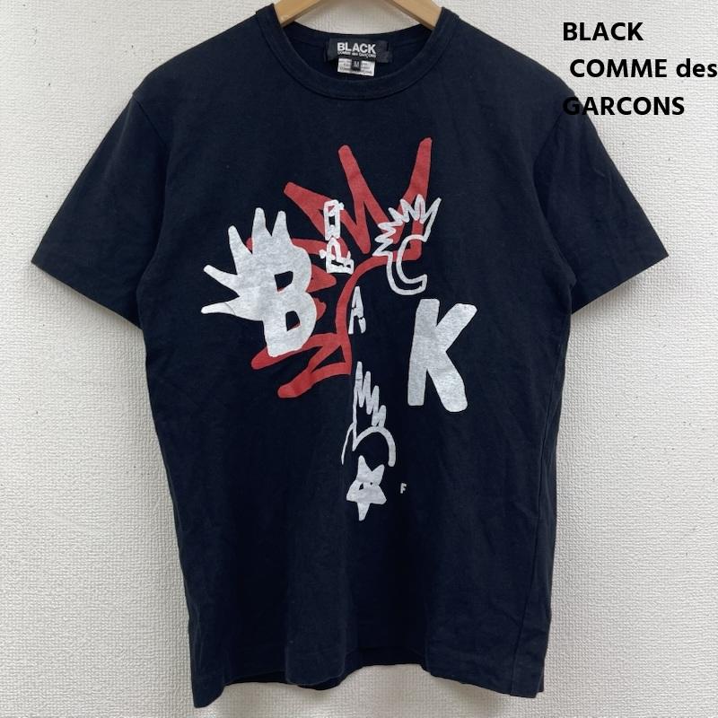 ブラックコムデギャルソン BLACK COMME des GARCONS Tシャツ 半袖 16ss Filip Pagowskiv フィリップ・パゴウスキー コラボ プリント Tシャツ M 黒 / ブラック / black メンズ USED 古着 中古 50164565