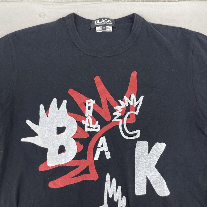 ブラックコムデギャルソン BLACK COMME des GARCONS Tシャツ 半袖 16ss Filip Pagowskiv フィリップ・パゴウスキー コラボ プリント Tシャツ M 黒 / ブラック / black メンズ USED 古着 中古 50164565
