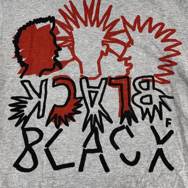 ブラックコムデギャルソン BLACK COMME des GARCONS Tシャツ 半袖 日本製 パンク グラフィック プリント Tシャツ 1Q-T004 M 灰 / グレー / gray メンズ USED 古着 中古 50164567