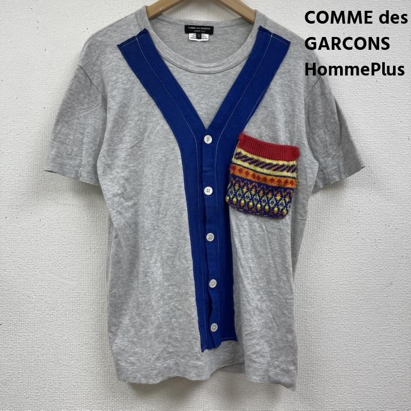 コムデギャルソンオムプリュス COMME des GARCONS HommePlus Tシャツ 半袖 09ssドッキング デザイン フェイク カーディガン Tシャツ カットソー S 灰 / グレー / gray メンズ USED 古着 中古 50164568