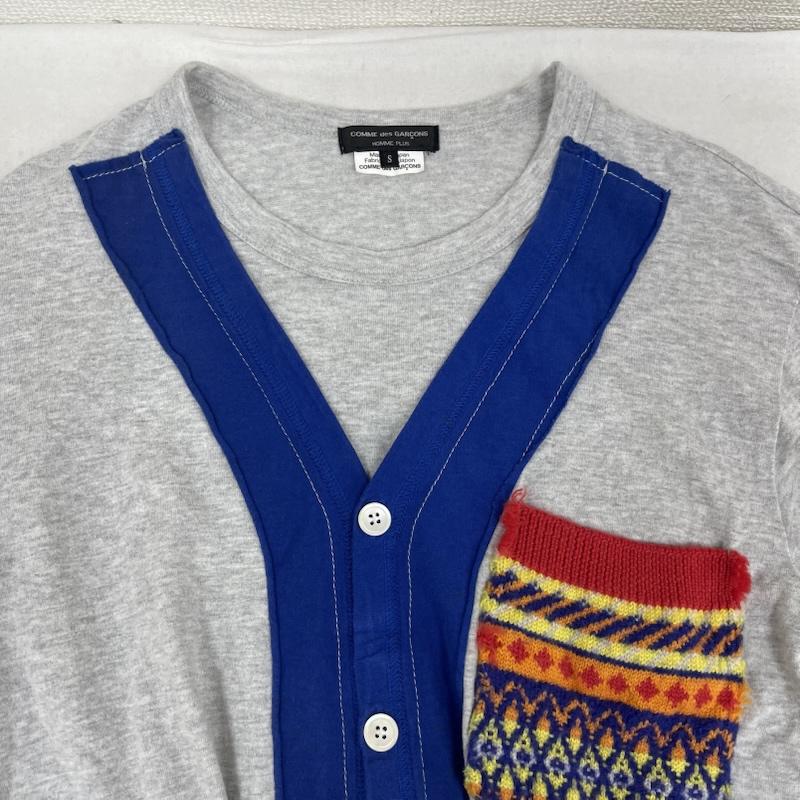 コムデギャルソンオムプリュス COMME des GARCONS HommePlus Tシャツ 半袖 09ssドッキング デザイン フェイク カーディガン Tシャツ カットソー S 灰 / グレー / gray メンズ USED 古着 中古 50164568