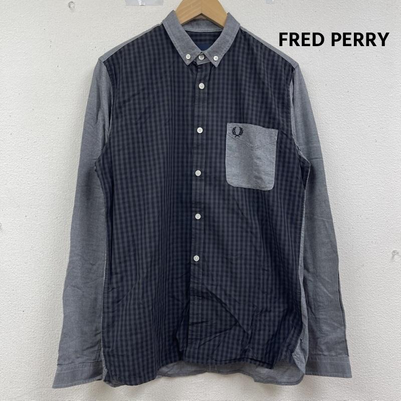 フレッドペリー FRED PERRY シャツ、ブラウス 長袖 チェック切替 長袖 ボタンダウン カジュアル シャツ S 黒 / ブラック / black メンズ USED 古着 中古 50164575