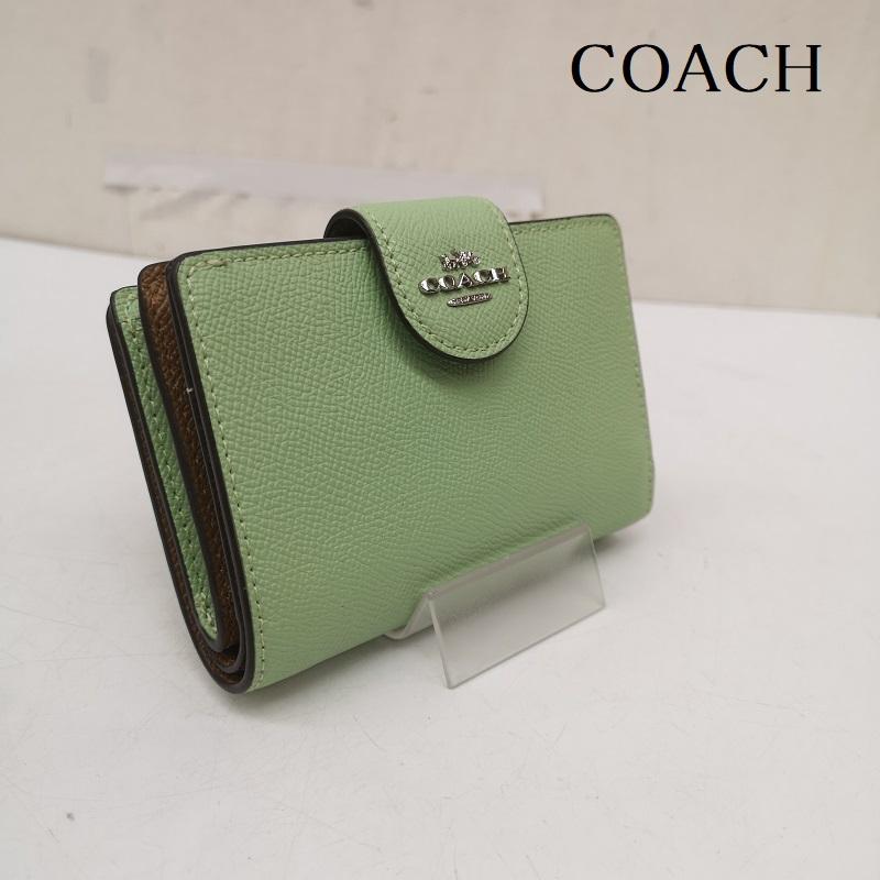 コーチ COACH 財布 二つ折り ミディアム コーナー ジップ ウォレット 二つ折り財布 - 薄緑 / ライトグリーン / レディース USED 古着 中古 50164577