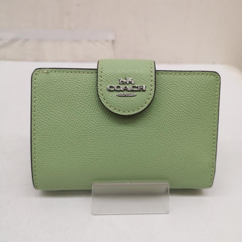 コーチ COACH 財布 二つ折り ミディアム コーナー ジップ ウォレット 二つ折り財布 - 薄緑 / ライトグリーン / レディース USED 古着 中古 50164577
