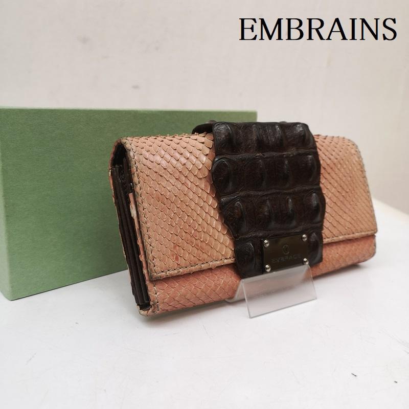 エムブレインズ EMBRAINS 財布 長財布 19ss パイソン クロコ レザー ウォレット 長財布 - 桃 / ピンク / pink レディース USED 古着 中古 50164578