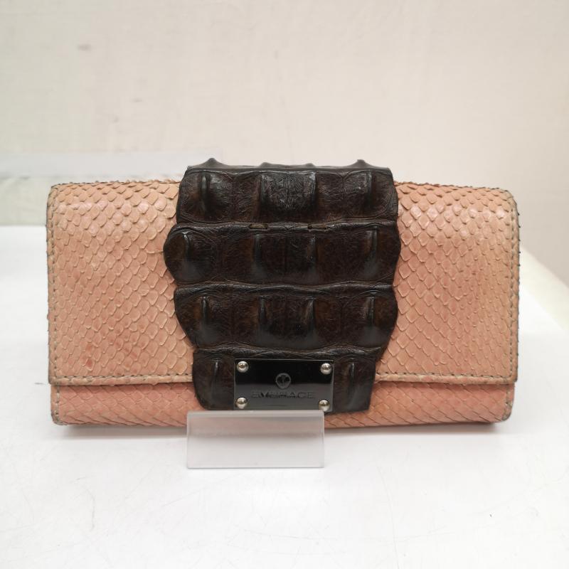 エムブレインズ EMBRAINS 財布 長財布 19ss パイソン クロコ レザー ウォレット 長財布 - 桃 / ピンク / pink レディース USED 古着 中古 50164578