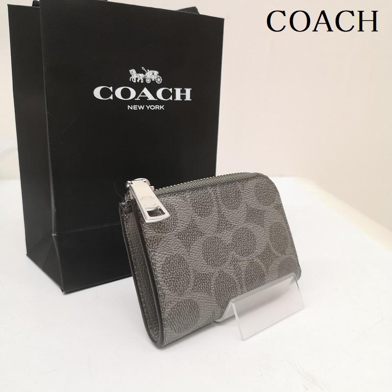 コーチ COACH 財布 コンパクト財布 シグネチャー コインケース カードケース キーケース - 灰 / グレー / gray レディース USED 古着 中古 50164579