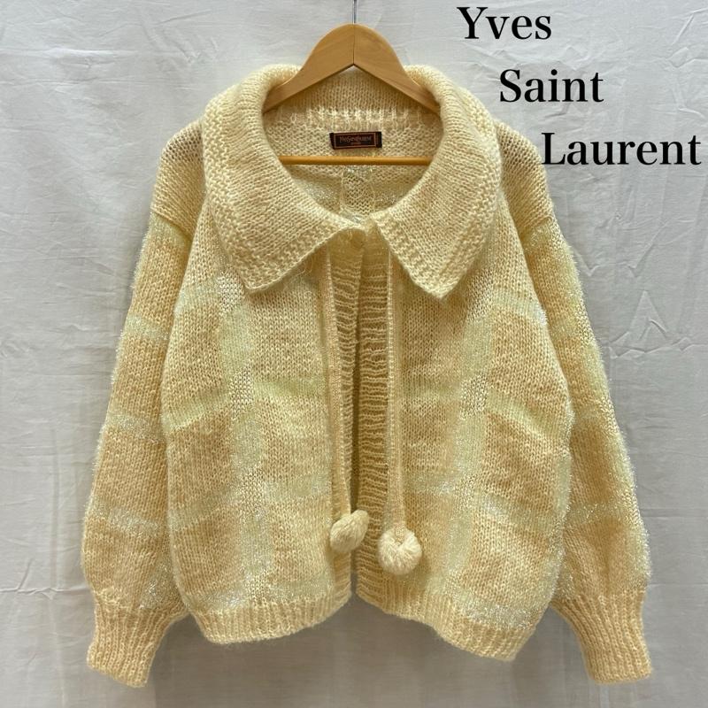 イヴサンローラン Yves Saint Laurent カーディガン 長袖 tricots ラメ チェック ニット カーディガン セーター - レディース USED 古着 中古 50164591