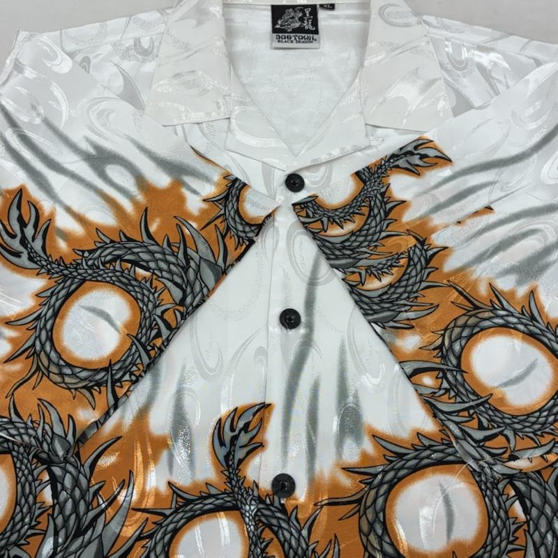ドッグタウン DOGTOWN シャツ、ブラウス 半袖 BLACK DRAGON ブラック ドラゴン トライバル 龍 スカル オープンカラー アロハシャツ XL メンズ USED 古着 中古 50164597