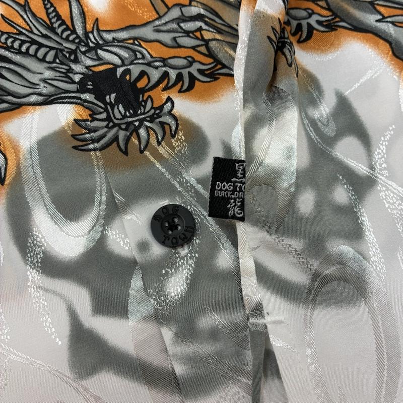 ドッグタウン DOGTOWN シャツ、ブラウス 半袖 BLACK DRAGON ブラック ドラゴン トライバル 龍 スカル オープンカラー アロハシャツ XL メンズ USED 古着 中古 50164597