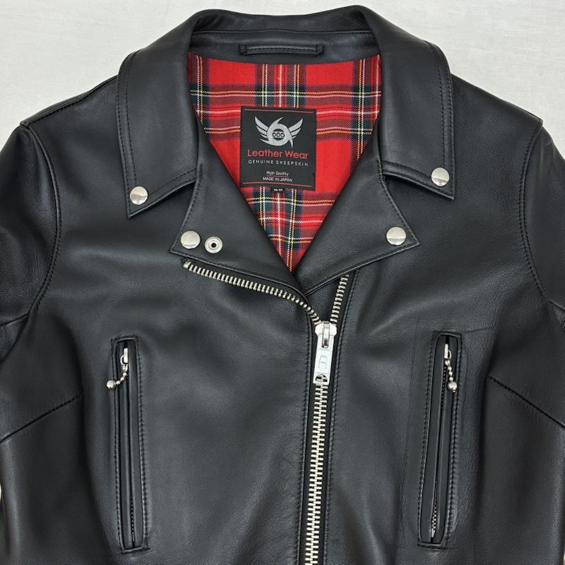 トリプルシックスレザーウェア 666LEATHERWEAR ジャケット、上着 レザージャケット タイトフィット サイドベルト レザー ジャケット ダブル ライダース LJW-1TF タータンチェック シープスキン 36 レディース USED 古着 中古 50164609
