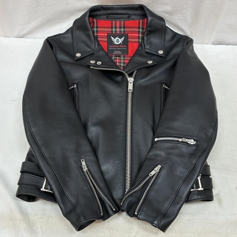 トリプルシックスレザーウェア 666LEATHERWEAR ジャケット、上着 レザージャケット タイトフィット サイドベルト レザー ジャケット ダブル ライダース LJW-1TF タータンチェック シープスキン 36 レディース USED 古着 中古 50164609
