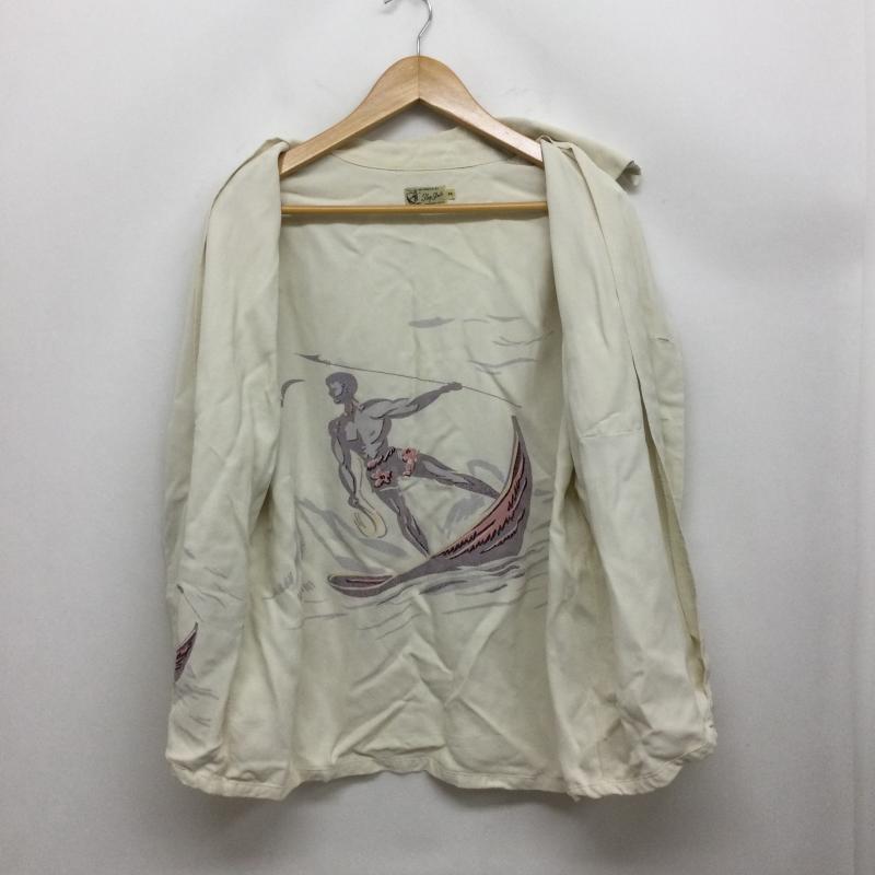 スラップショット SLAP SHOT シャツ、ブラウス 半袖 slap shot レーヨン 半袖 サーファー柄　アロハ M プリント 白 / ホワイト / white メンズ USED 古着 中古 50164610