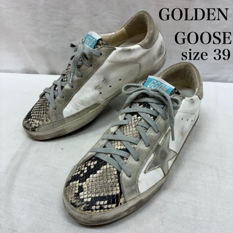 ゴールデングースデラックスブランド GOLDEN GOOSE DELUXE BRAND スニーカー スニーカー スーパースター パイソン スエード レザー ローカット スニーカー ヴィンテージ加工 39 25.0cm メンズ USED 古着 中古 50164614