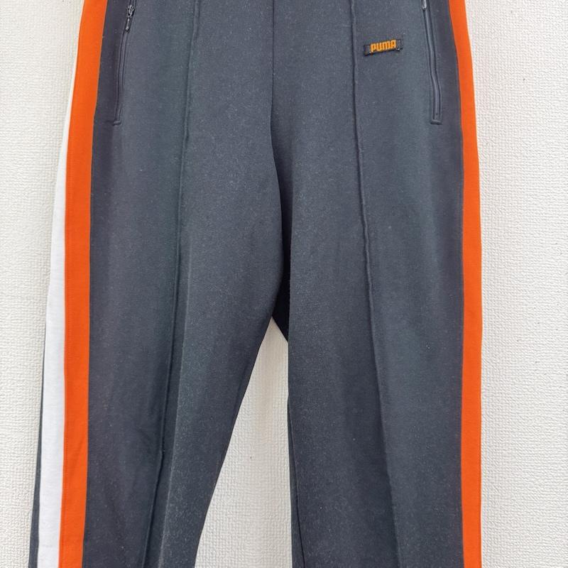 プーマ PUMA パンツ スラックス 日本製 センターシーム ピンタック 裾ジップ サイドライン トラックパンツ D-OS-1352 黒 / ブラック / black メンズ USED 古着 中古 50164615
