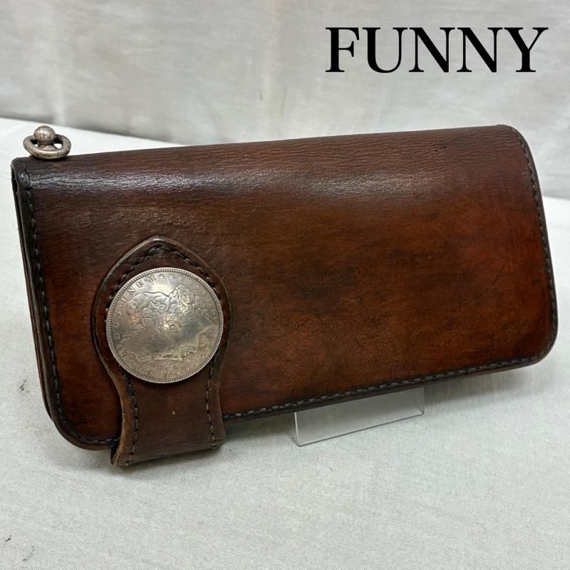 ファニー FUNNY 財布 長財布 コンチョ ボタン 二つ折り レザー バイカー ウォレット - メンズ USED 古着 中古 50164616