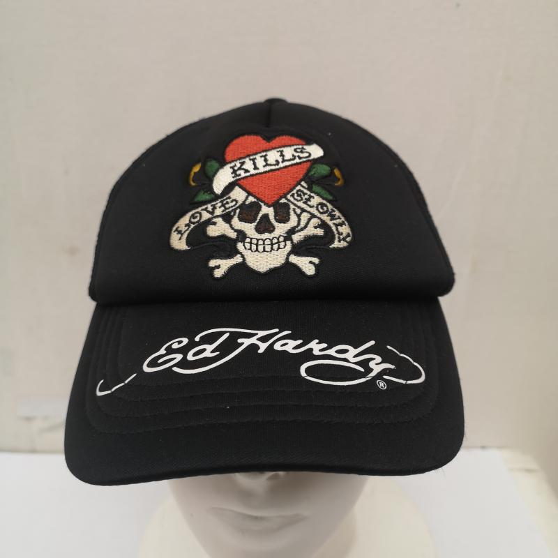 エドハーディー Ed Hardy 帽子 キャップ タトゥー スカル 刺繍 キャップ ハート ロゴ 黒 / ブラック / black メンズ USED 古着 中古 50164623