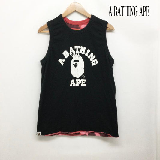 アベイシングエイプ A BATHING APE タンクトップ タンクトップ a bathing ape タンクトップ　リバーシブル　BAPE　迷彩 M ロゴ、文字 黒 / ブラック / black X 赤 / レッド / red メンズ USED 古着 中古 50164624