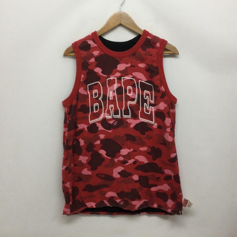 アベイシングエイプ A BATHING APE タンクトップ タンクトップ a bathing ape タンクトップ　リバーシブル　BAPE　迷彩 M ロゴ、文字 黒 / ブラック / black X 赤 / レッド / red メンズ USED 古着 中古 50164624