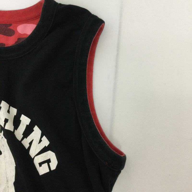 アベイシングエイプ A BATHING APE タンクトップ タンクトップ a bathing ape タンクトップ　リバーシブル　BAPE　迷彩 M ロゴ、文字 黒 / ブラック / black X 赤 / レッド / red メンズ USED 古着 中古 50164624