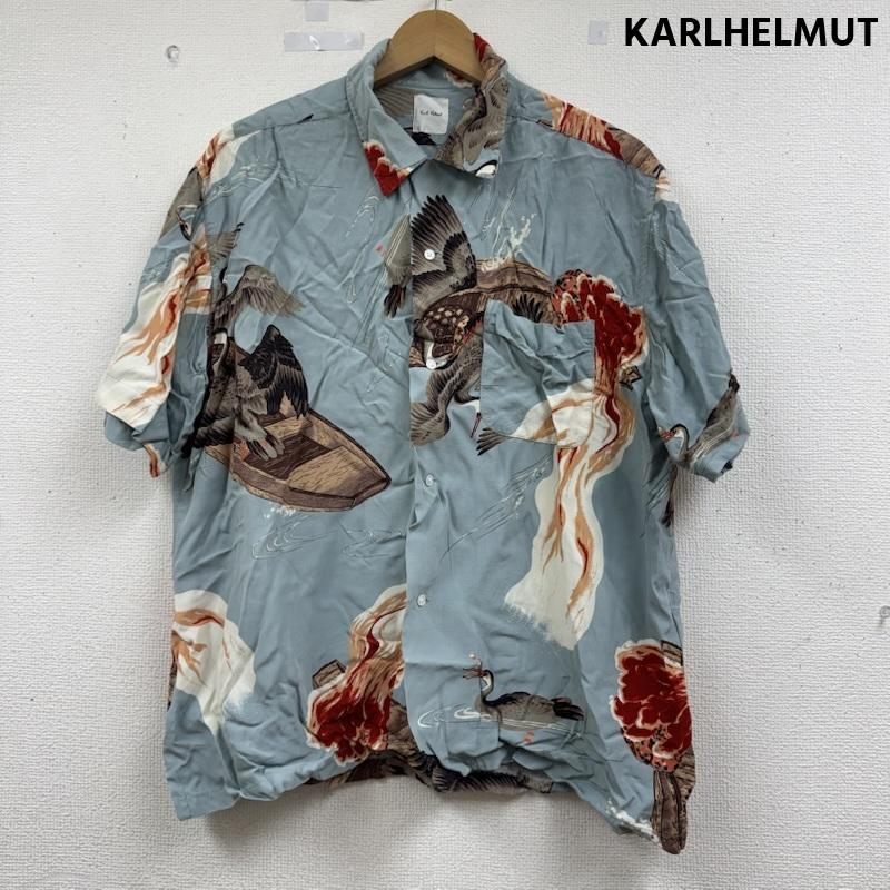 カールヘルム KARLHELMUT シャツ、ブラウス 半袖 鵜飼 和柄 総柄 アロハ レーヨン 開襟 シャツ 半袖シャツ M 水色 / ライトブルー / メンズ USED 古着 中古 50164639