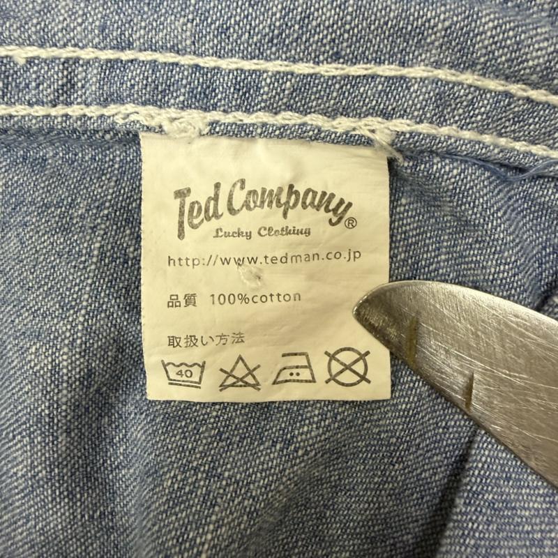 テッドマン TEDMAN シャツ、ブラウス 長袖 TED COMPANY 両面プリント長袖シャツ シャンブレーシャツ ワークシャツ light blue S S プリント 水色 / ライトブルー / メンズ USED 古着 中古 50164643