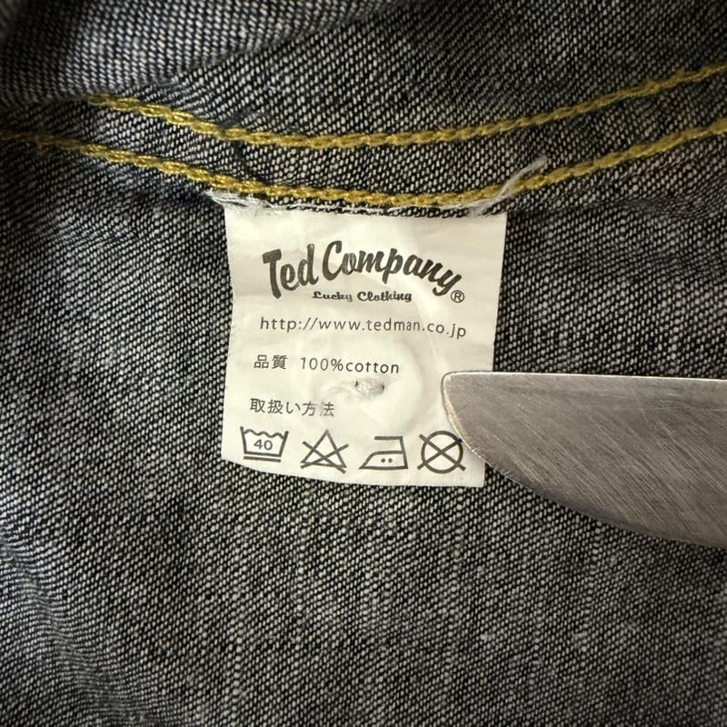 テッドマン TEDMAN シャツ、ブラウス 長袖 TED COMPANY 両面プリント長袖シャツ シャンブレーシャツ ワークシャツ indigo blue S S プリント インディゴ / インディゴ / Indigo メンズ USED 古着 中古 50164649