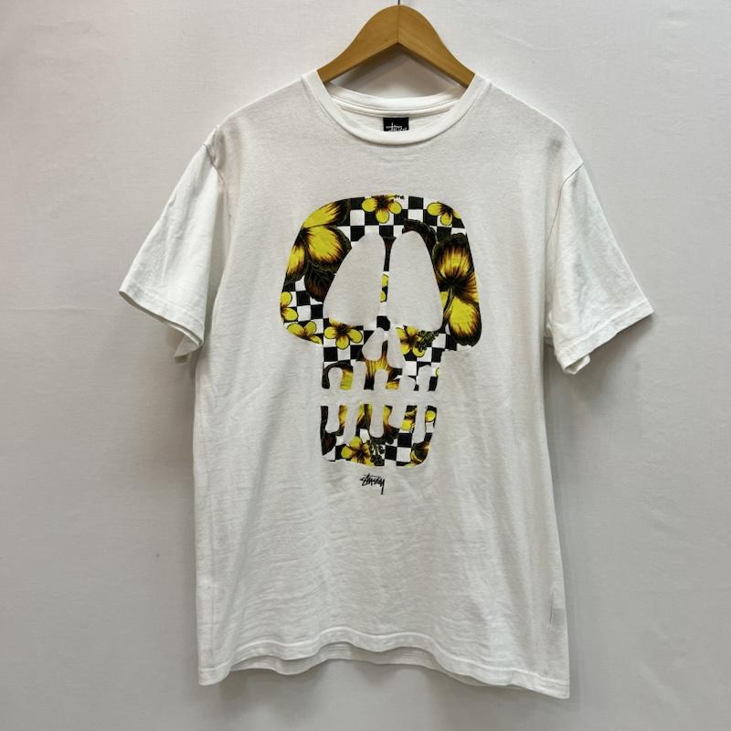ステューシー STUSSY Tシャツ 半袖 Flower Check Skull T-Shirt フラワー チェッカー スカル L 白 / ホワイト / white メンズ USED 古着 中古 50164652