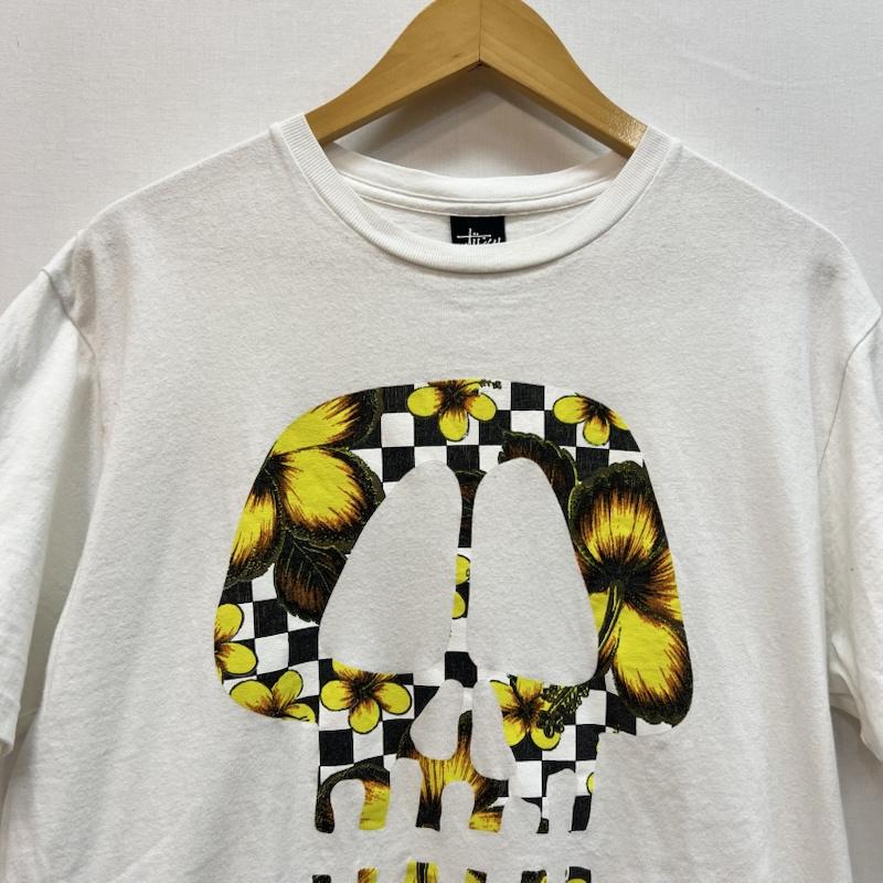 ステューシー STUSSY Tシャツ 半袖 Flower Check Skull T-Shirt フラワー チェッカー スカル L 白 / ホワイト / white メンズ USED 古着 中古 50164652