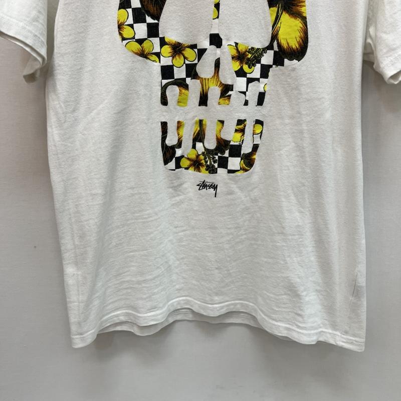 ステューシー STUSSY Tシャツ 半袖 Flower Check Skull T-Shirt フラワー チェッカー スカル L 白 / ホワイト / white メンズ USED 古着 中古 50164652