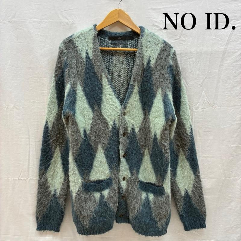 ノーアイディ NO ID. カーディガン 長袖 841010-415K アーガイル ダイヤ シャギー カーディガン モヘア調 グランジ 1 メンズ USED 古着 中古 50164683