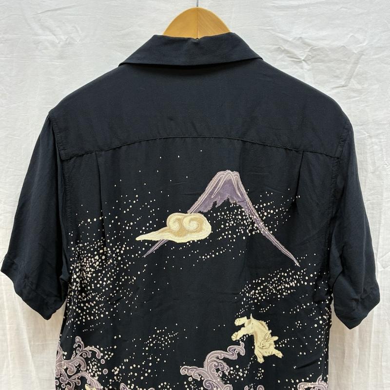 古着 USED シャツ、ブラウス 半袖 梵殿 兎 波 和柄 オープンカラー レーヨン アロハシャツ M メンズ USED 古着 中古 50164687