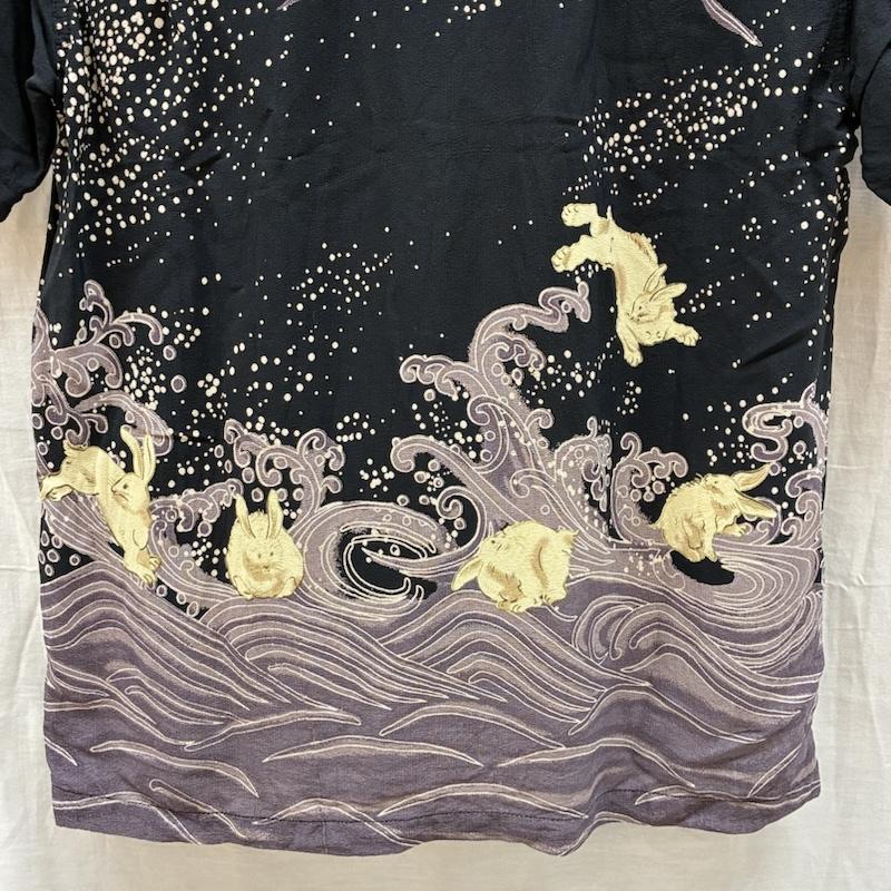 古着 USED シャツ、ブラウス 半袖 梵殿 兎 波 和柄 オープンカラー レーヨン アロハシャツ M メンズ USED 古着 中古 50164687