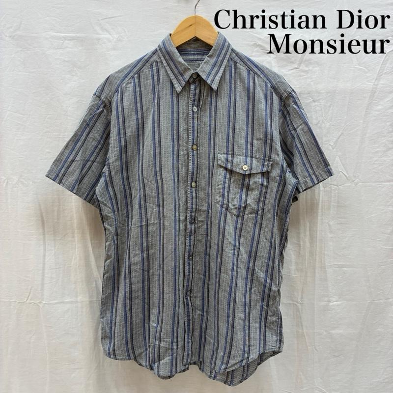 クリスチャンディオール Christian Dior シャツ、ブラウス 半袖 MONSIEUR 90s OLD オールド マルチ ストライプ ステッチ ボタンシャツ M メンズ USED 古着 中古 50164688