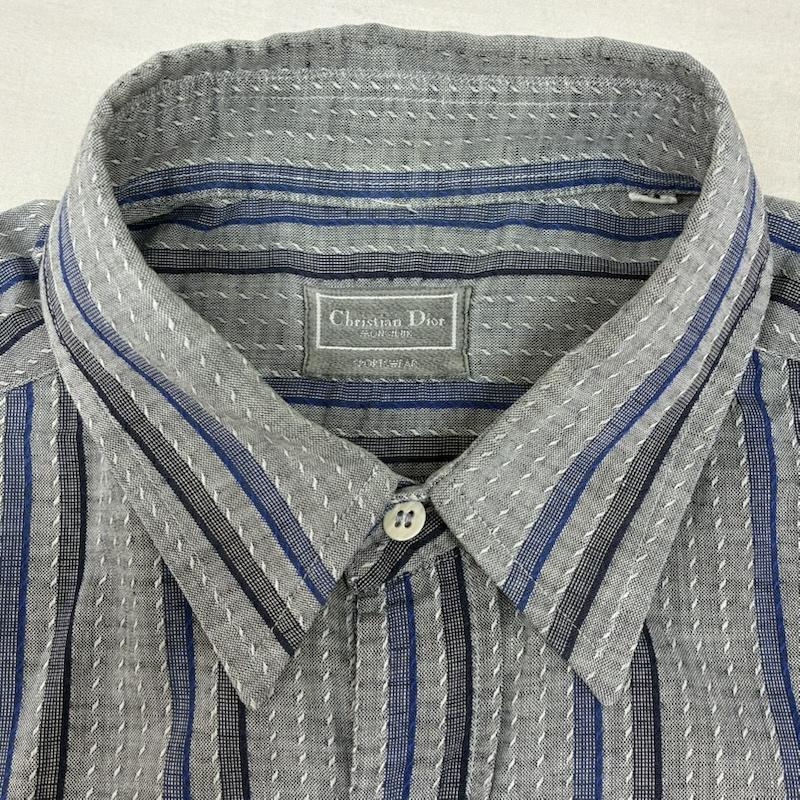 クリスチャンディオール Christian Dior シャツ、ブラウス 半袖 MONSIEUR 90s OLD オールド マルチ ストライプ ステッチ ボタンシャツ M メンズ USED 古着 中古 50164688