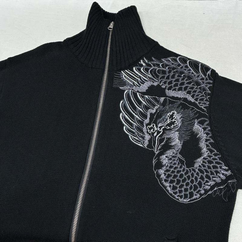 花旅楽団 花旅楽団 ニット、セーター 長袖 SCRIPT 鳳凰 刺繍 和柄 ダブルジップ ドライバーズ ニット L メンズ USED 古着 中古 50164695