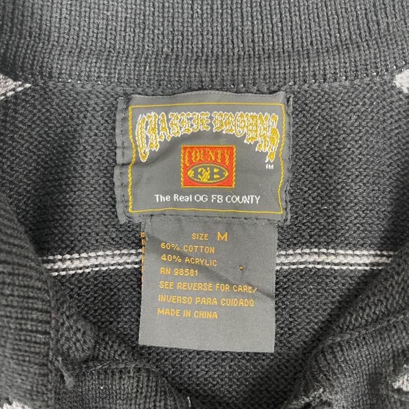 古着 USED ニット、セーター 半袖 FB COUNTY チャーリーブラウン ボーダー ニット ポロシャツ M 黒 / ブラック / black メンズ USED 古着 中古 50164696