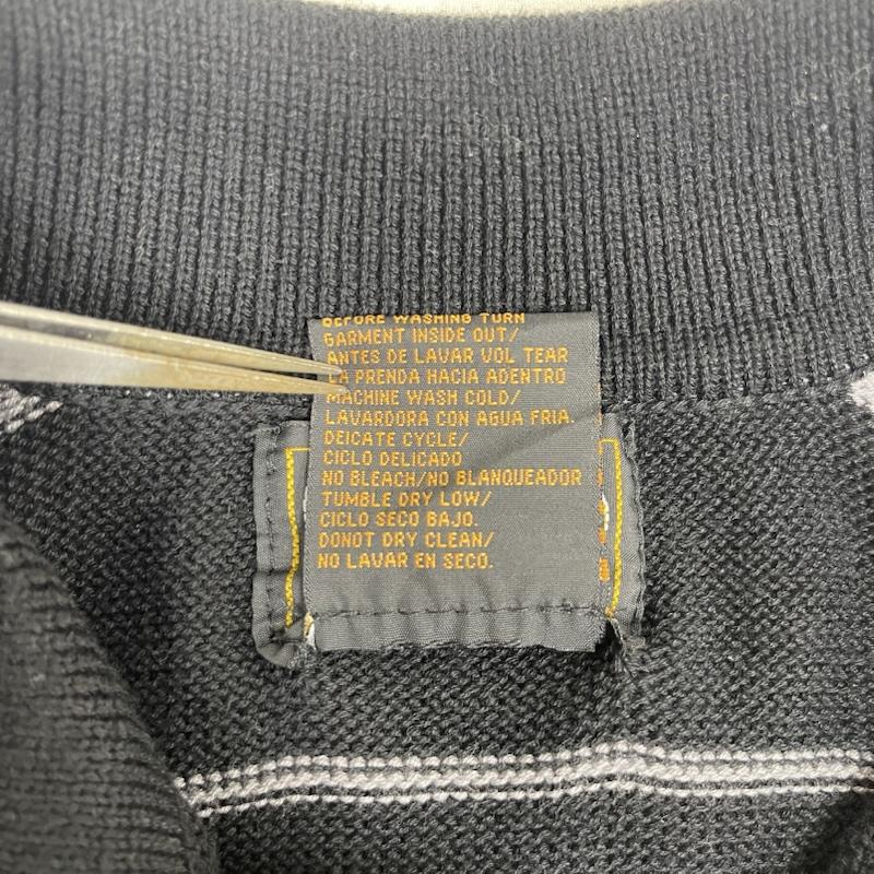 古着 USED ニット、セーター 半袖 FB COUNTY チャーリーブラウン ボーダー ニット ポロシャツ M 黒 / ブラック / black メンズ USED 古着 中古 50164696