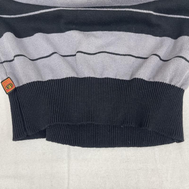 古着 USED ニット、セーター 半袖 FB COUNTY チャーリーブラウン ボーダー ニット ポロシャツ M 黒 / ブラック / black メンズ USED 古着 中古 50164696