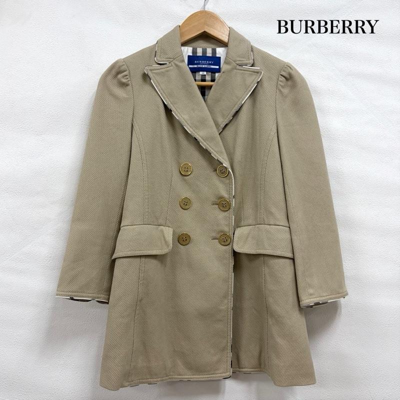 バーバリー・ブルーレーベル BURBERRY BLUE LABEL ジャケット、上着 ジャケット、ブレザー パイピング ミドルコート ノバチェック ダブルブレスト 金ボタン Aライン フォーマル ジャケット 38 無地 ベージュ / ベージュ / beige レディース USED 古着 中古 50164707