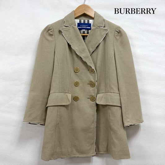 バーバリー・ブルーレーベル BURBERRY BLUE LABEL ジャケット、上着 ジャケット、ブレザー パイピング ミドルコート ノバチェック ダブルブレスト 金ボタン Aライン フォーマル ジャケット 38 無地 ベージュ / ベージュ / beige レディース USED 古着 中古 50164707