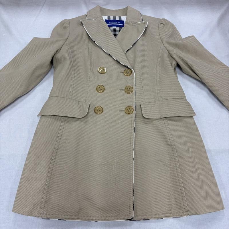 バーバリー・ブルーレーベル BURBERRY BLUE LABEL ジャケット、上着 ジャケット、ブレザー パイピング ミドルコート ノバチェック ダブルブレスト 金ボタン Aライン フォーマル ジャケット 38 無地 ベージュ / ベージュ / beige レディース USED 古着 中古 50164707