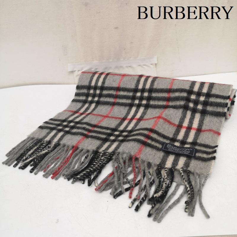 バーバリー BURBERRY マフラー マフラー カシミヤ カシミア 100％ ノバチェック マフラー イングランド製 - 灰 / グレー / gray レディース USED 古着 中古 50164710
