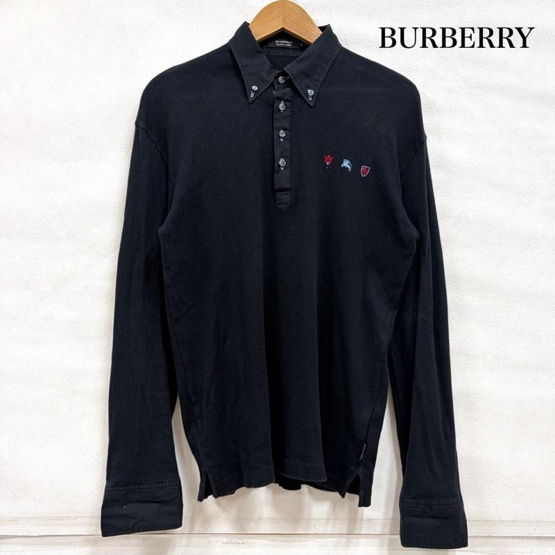 バーバリーブラックレーベル BURBERRY BLACK LABEL ポロシャツ 長袖 長袖 ポロシャツ ロンT サーマル ロゴ 刺繍 ボタンダウン カットソー Y2K 3 ワンポイント X ロゴ、文字 X 刺繍 黒 / ブラック / black X 赤 / レッド / red X 水色 / ライトブルー / メンズ USED 古着 中古 50164713