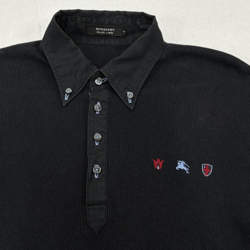 バーバリーブラックレーベル BURBERRY BLACK LABEL ポロシャツ 長袖 長袖 ポロシャツ ロンT サーマル ロゴ 刺繍 ボタンダウン カットソー Y2K 3 ワンポイント X ロゴ、文字 X 刺繍 黒 / ブラック / black X 赤 / レッド / red X 水色 / ライトブルー / メンズ USED 古着 中古 50164713