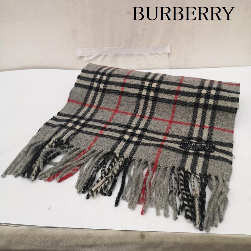 バーバリー BURBERRY マフラー マフラー ノバチェック ウール マフラー イングランド製 - 灰 / グレー / gray メンズ USED 古着 中古 50164724