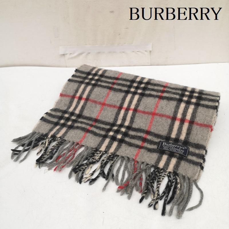 バーバリー BURBERRY マフラー マフラー カシミヤ カシミア 100％ ノバチェック マフラー イングランド製 - 灰 / グレー / gray メンズ USED 古着 中古 50164727