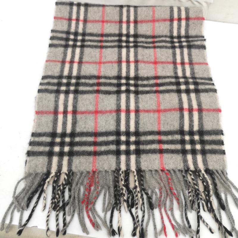 バーバリー BURBERRY マフラー マフラー カシミヤ カシミア 100％ ノバチェック マフラー イングランド製 - 灰 / グレー / gray メンズ USED 古着 中古 50164727