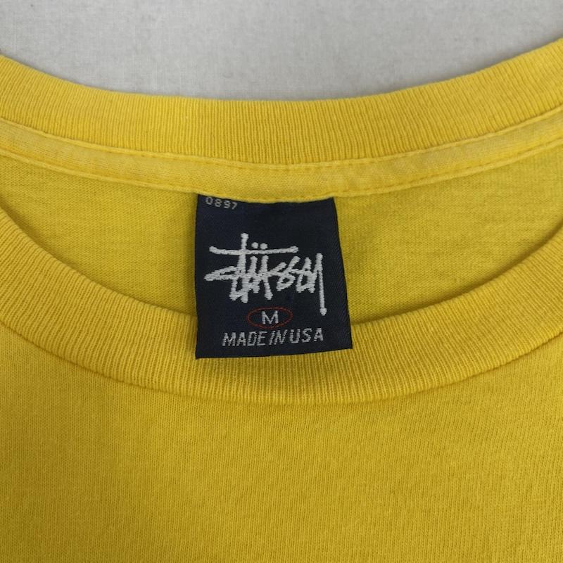 ステューシー STUSSY Tシャツ 半袖 USA製 90s 紺タグ OLD STUSSY プリント Tシャツ カットソー M 黄 / イエロー / yellow メンズ USED 古着 中古 50164731