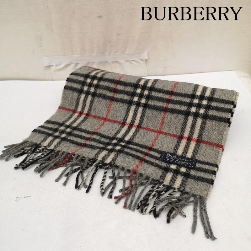 バーバリー BURBERRY マフラー マフラー ノバチェック ウール マフラー イングランド製 - 灰 / グレー / gray メンズ USED 古着 中古 50164732